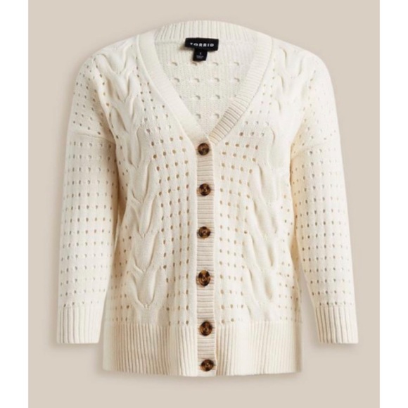 🆕 Cable Boyfriend Cardigan Sweater Ivory 1 1X 14 16 NWT Torrid New! - Picture 5 of 6